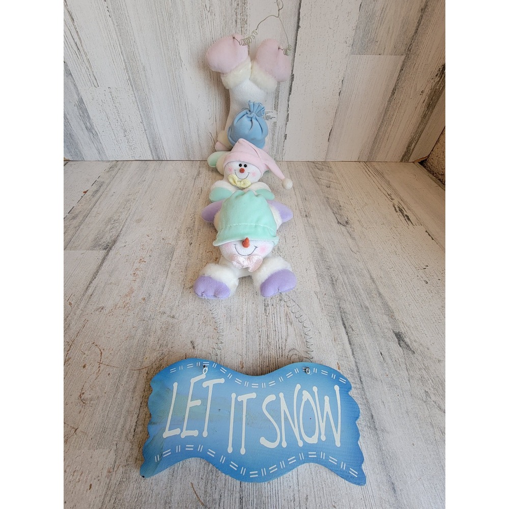 Russ let it snow vintage snowman hanging Xmas home decor snowflake